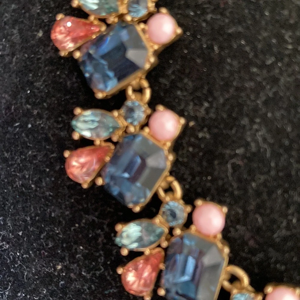 JCrew Gold-Tone Pastel Crystal Statement Necklace - Blue, Pink & Coral